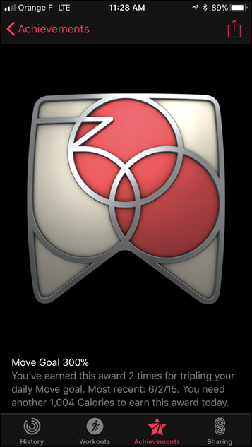 Apple Watch Series 3 Achievements and Badges Move 300%